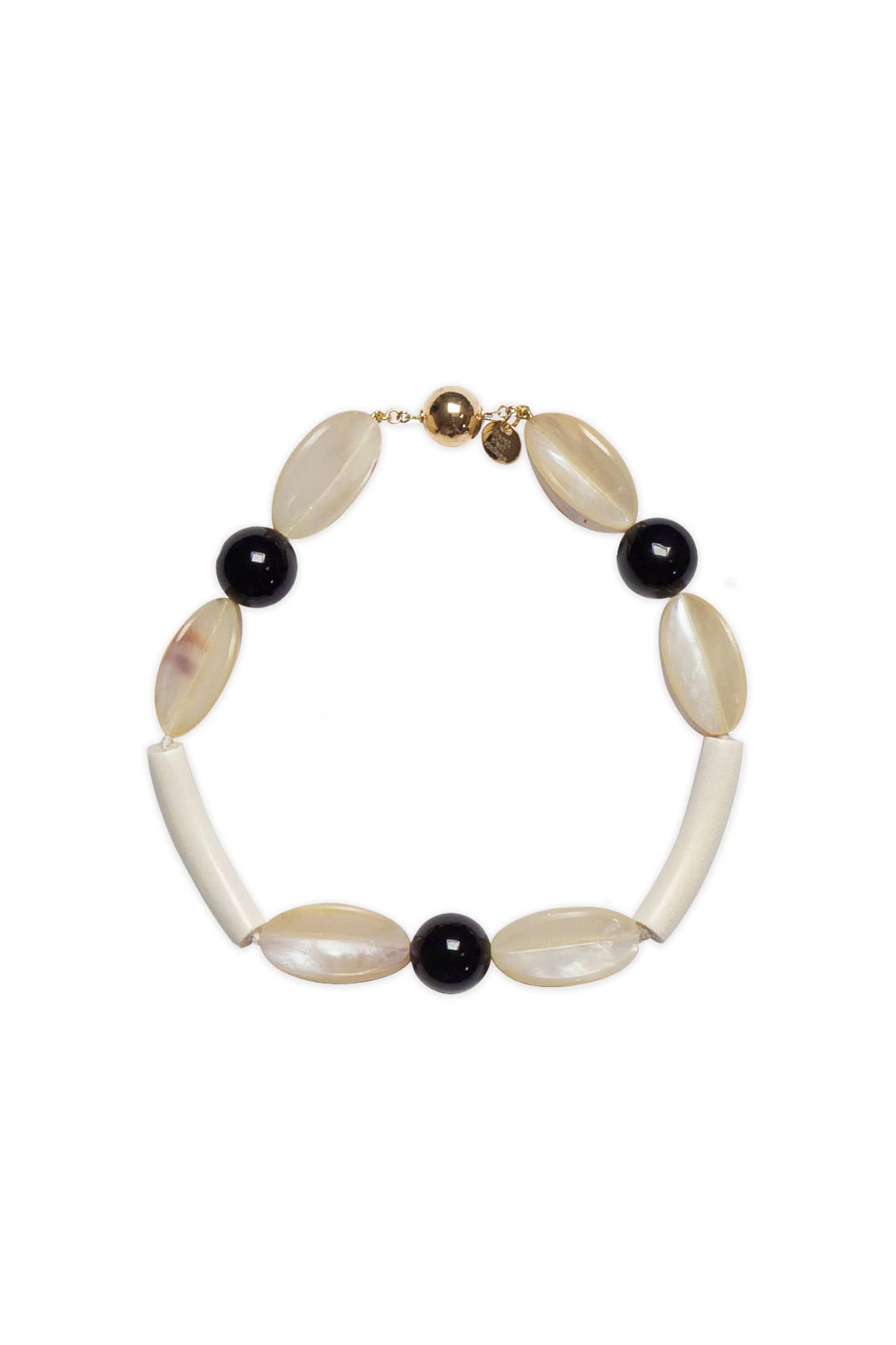 Rosario necklace by Mosquito, combining onyx and wood with handmade detail in limited edition