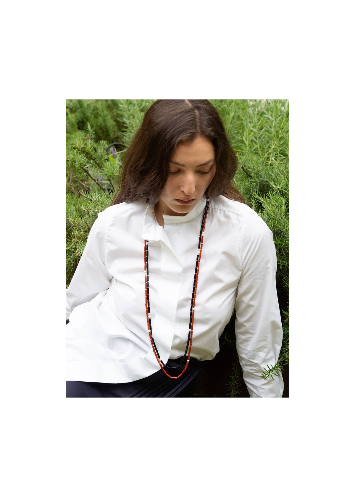 CAYUCA statement necklace featuring sculptural forms, handcrafted in small batches by Mosquito.