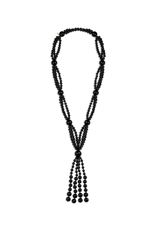 Farol necklace made with onix made by hand one by one and strung with silk thread